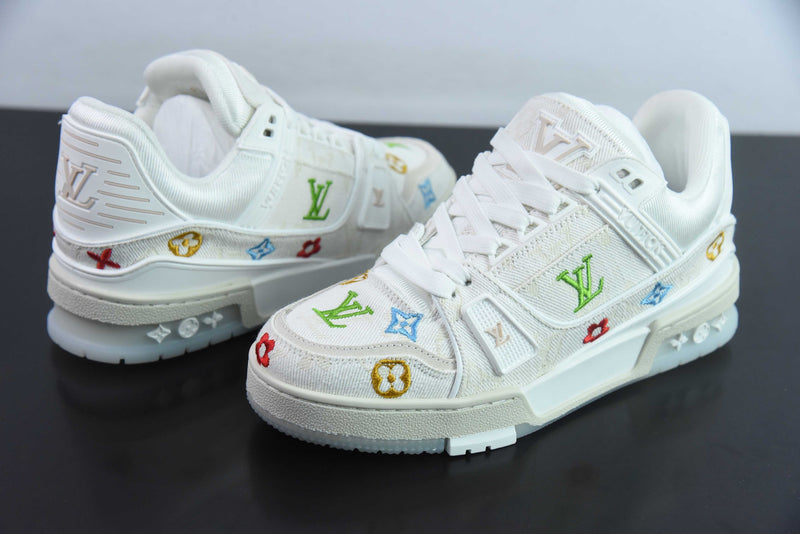 Louis vuitton TRAINER estampado floral bordado Branco