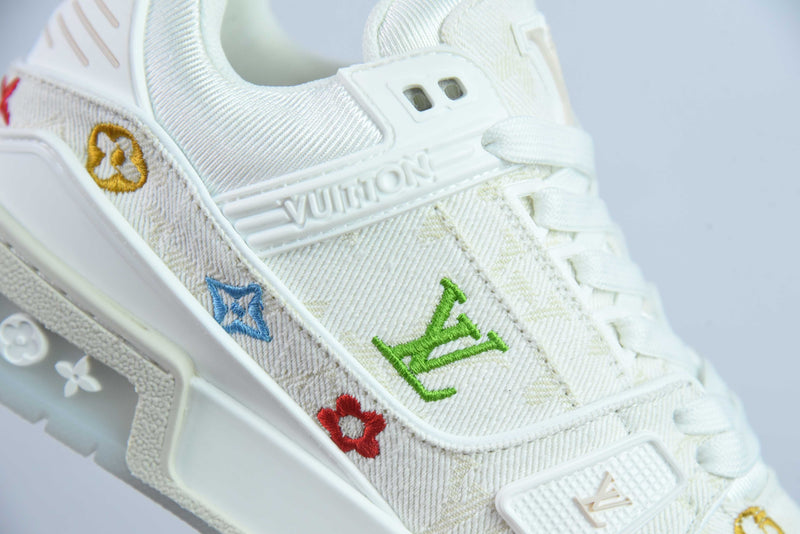 Louis vuitton TRAINER estampado floral bordado Branco