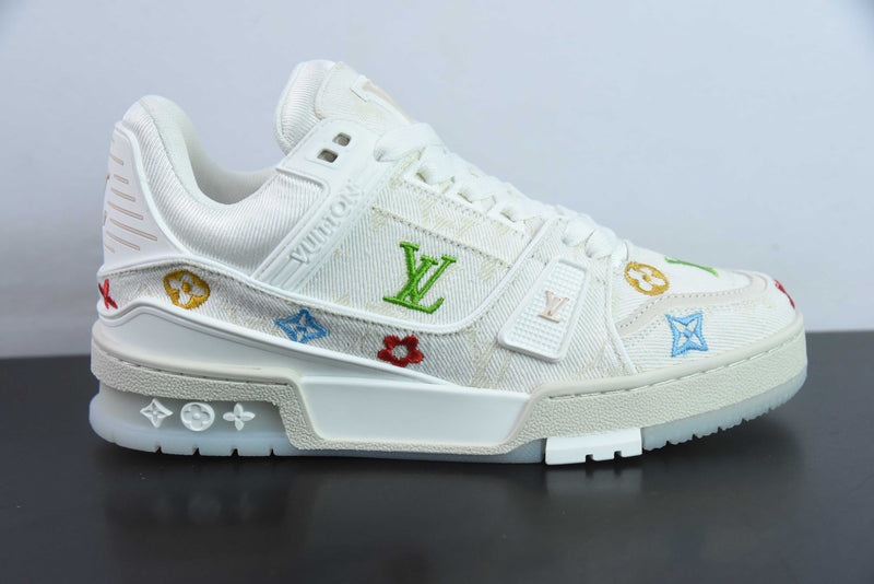 Louis vuitton TRAINER estampado floral bordado Branco