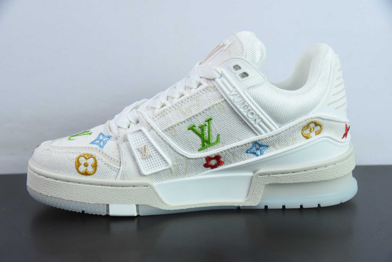 Louis vuitton TRAINER estampado floral bordado Branco