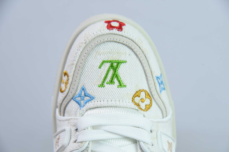 Louis vuitton TRAINER estampado floral bordado Branco