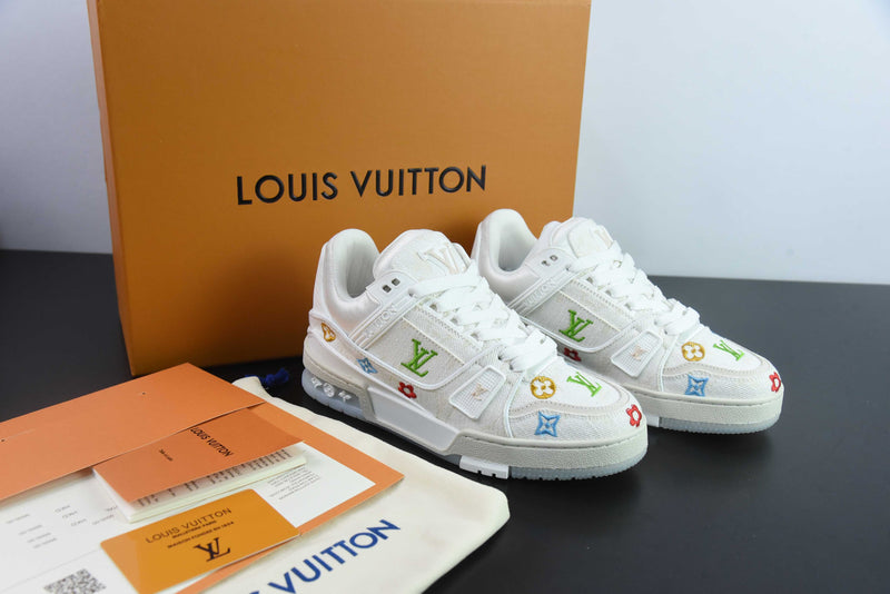 Louis vuitton TRAINER estampado floral bordado Branco